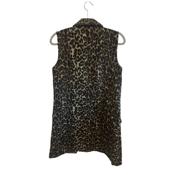 Dolce Cabo Women's XSmall Brown Leopard Print Long Line Fleece Sleeveless Vest - Picture 6 of 11